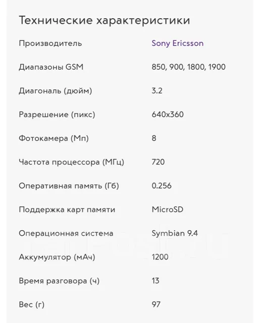 Sony Ericsson Vivaz. �/�, ������ ����