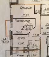 2-комнатная, улица Истомина 14б в Хабаровске 2-комнатная, улица Истомина 14б. Центральный, агентство, 67,0 кв. м.