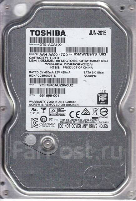 Жесткий диск toshiba dt01aca100 не определяется