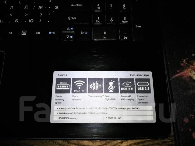 Acer Aspire 5 A515-41G. 15.6", 3,6����, ��� 8 ��, ���� 1 000���, WiFi: 1, Bluetooth: 1, ����������� �� 6��. ����
