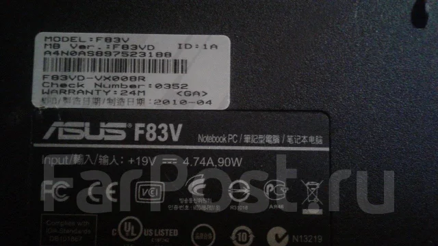 Asus F83VD. ��� 1024 ��, WiFi: 1, Bluetooth: 1 ����