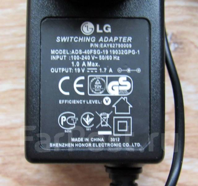 Блок питания для монитора LG и других устройств ADS-40FSG-19 19V, 1.7A ...