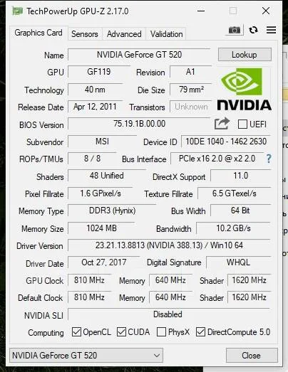 GeForce GT 520 ����
