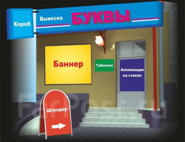 Наружная реклама, световые вывески, печать баннеров, короба, лайтбоксы ...