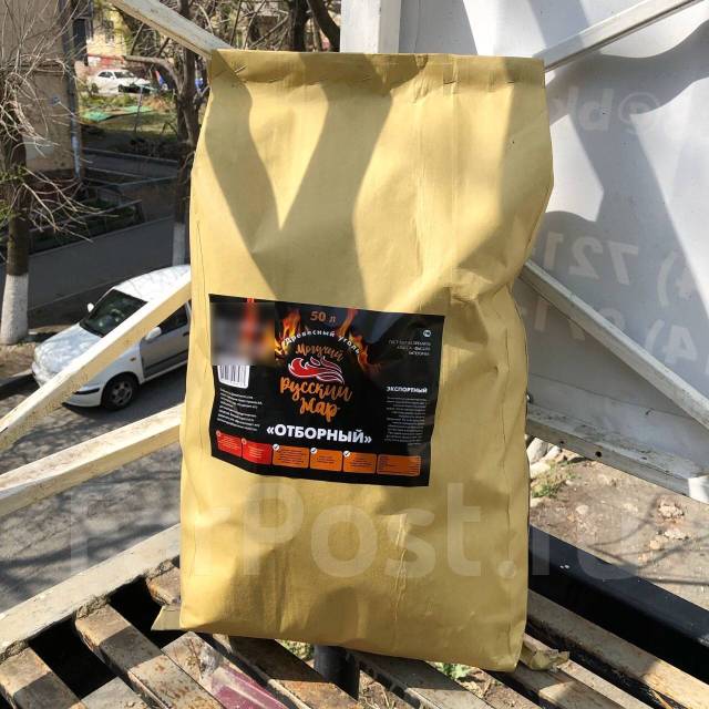100% Дубовый древесный уголь для ресторанов (50л). Крупная фракция, в ...
