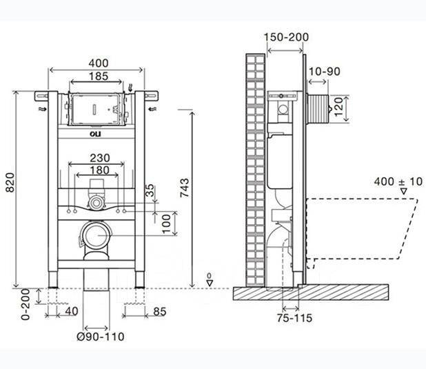 Короткая Инсталляция OLI RUS M для унитаза высота 82 см - Сантехника и ...