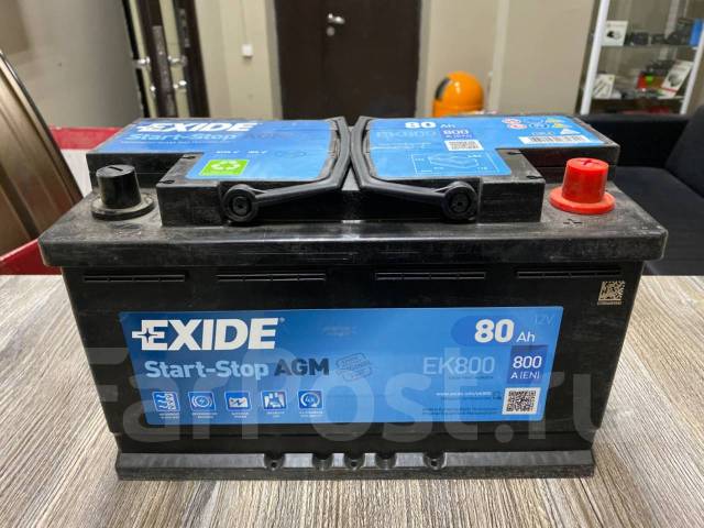 Аккумулятор AGM 12V 80AH Exide EK800, обратная (левое), 80 А.ч. россия,  новый, в наличии. Цена: 38 990₽ в Хабаровске