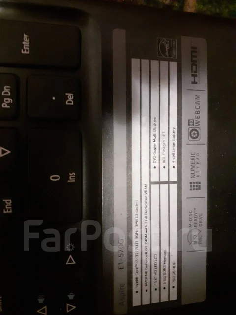 Acer Aspire E1-570G. 15.5", 19����, ��� 6 ��, ���� 750���, WiFi: 1, Bluetooth: 1, ����������� �� 3��. ����