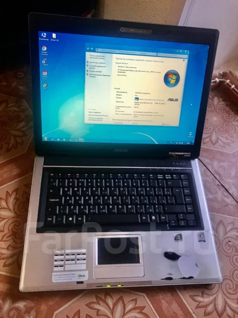 Asus F3S. 15.4", 2����, ��� 2048 ��, ���� 120���, WiFi: 1, Bluetooth: 1, ����������� �� 1��. ����