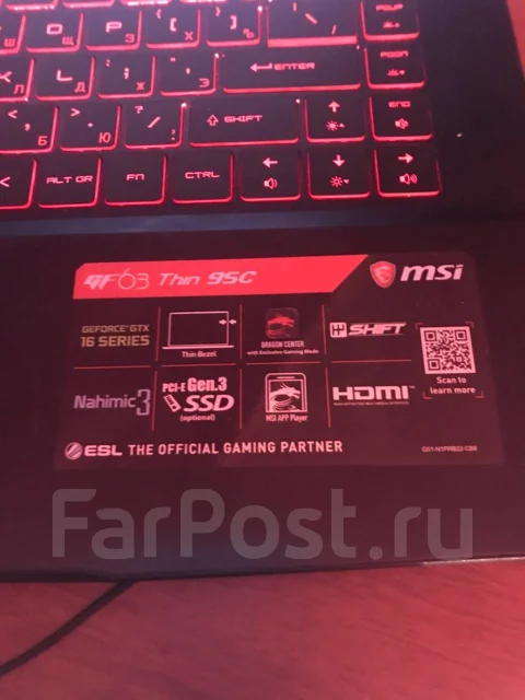 MSI GF63 Thin 9RCX. 2,4����, ��� 8 ��, WiFi: 1, Bluetooth: 1 ����