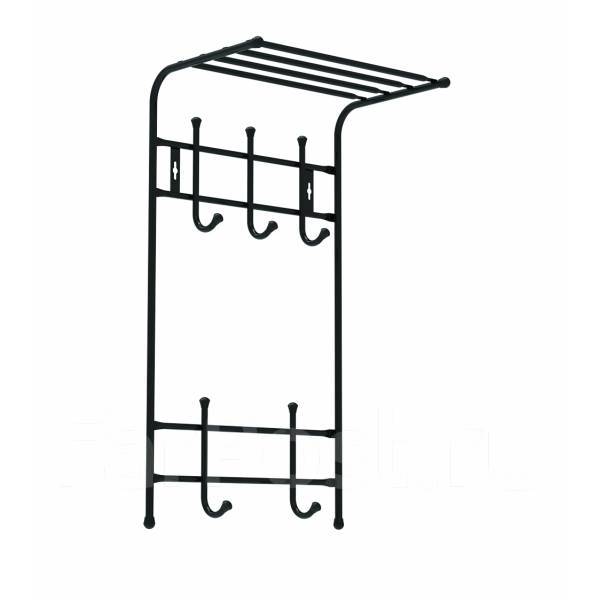 Вешалка настенная с полкой вп6 605х265х245мм 6 крючков металл черный