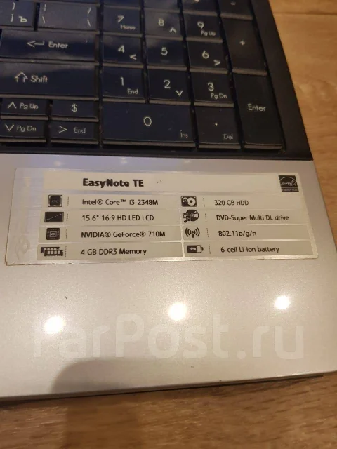 Packard Bell. 15.6", 2,3����, ��� 6 ��, ���� 320���, WiFi: 1, Bluetooth: 1, ����������� �� 4��. ����