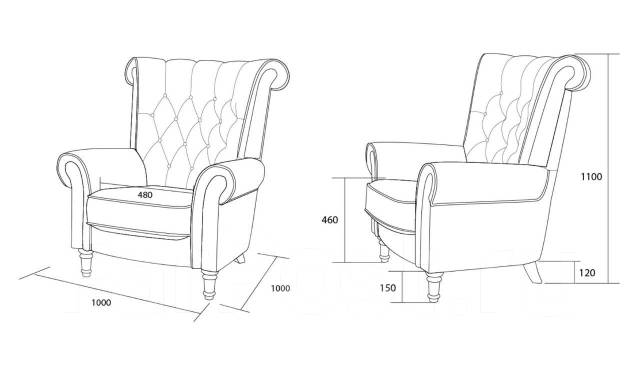 Каминное кресло с ушами чертежи с размерами