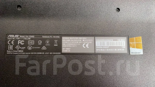 Asus X540S. 15.6", 1,6����, ��� 2048 ��, ���� 500���, WiFi: 1, Bluetooth: 1, ����������� �� 1��. ����