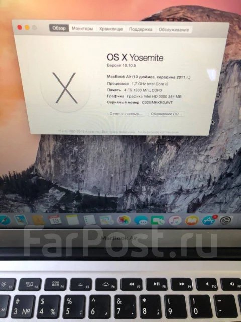 Apple MacBook Air 13 2011 Mid. 13", 1,7����, ��� 4 ��, ���� 128���, WiFi: 1, Bluetooth: 1, ����������� �� 8��. ����