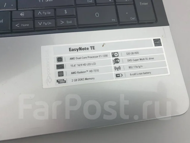 Packard Bell. 15.6", ��� 4 ��, ���� 320���, WiFi: 1, Bluetooth: 1, ����������� �� 5��. ����