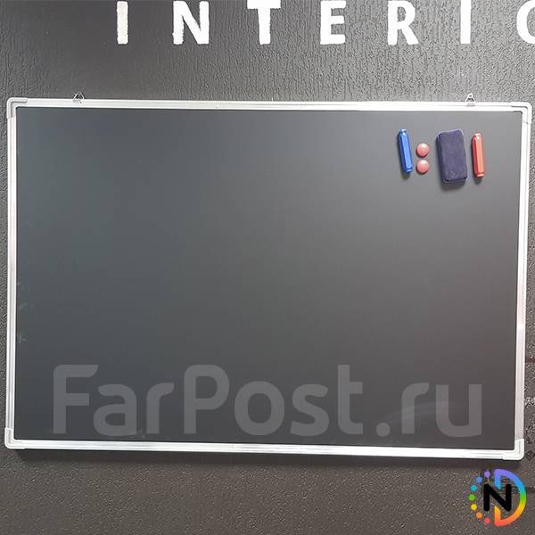 Доска офисная, чёрная, меловая магнитная 100х70 см + комплект, в ...
