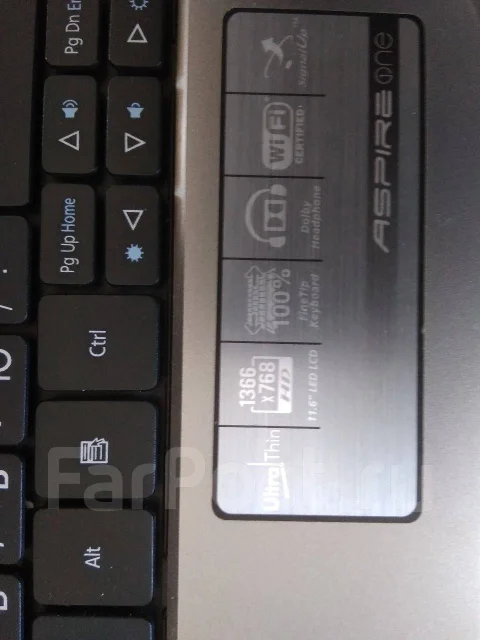 Acer Aspire One. 11.6", 1,3����, ��� 1024 ��, ���� 160���, WiFi: 1, Bluetooth: 1, ����������� �� 8��. ����