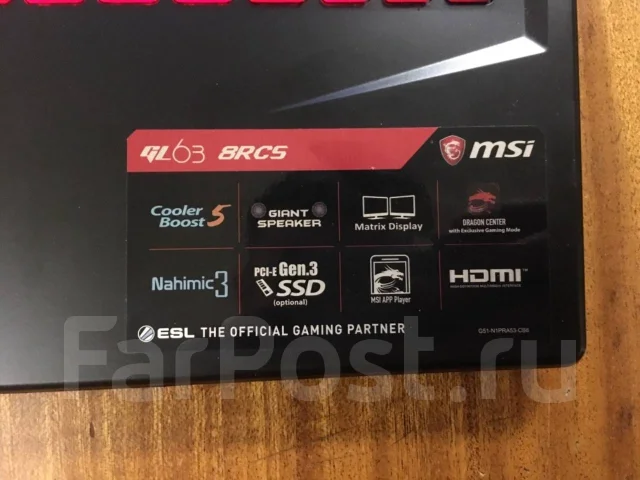 MSI GL63 8RC. 15.6", ��� 8 ��, ���� 1 000���, WiFi: 1, Bluetooth: 1, ����������� �� 8��. ����