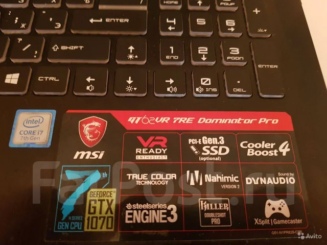 MSI GT62VR 7RE Dominator Pro. 15.6", 2,2����, ��� 16 ��, ���� 1 000���, WiFi: 1, Bluetooth: 1, ����������� �� 5��. ����