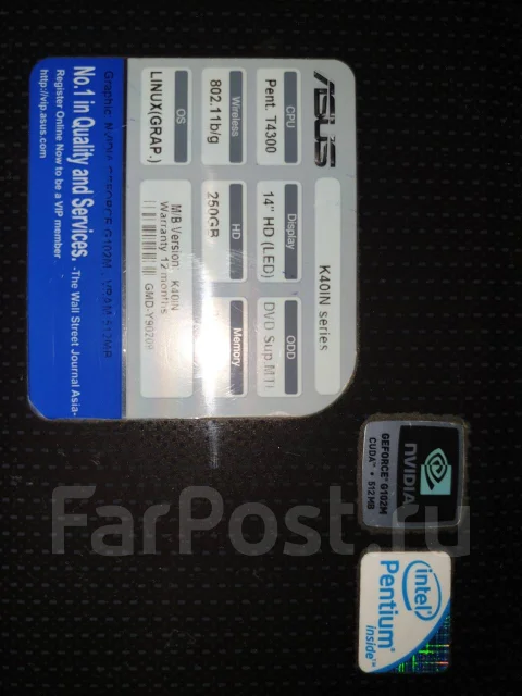 Asus K40IN. 14", ��� 4 ��, ���� 250���, WiFi: 1 ����