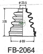 ������� ���� /�������� ������ /����� MTP ��� Toyota Kluger Harrier 1997-2005 FR OUT 3.0; 23.5*89*105; FB2064; (MF-2064 600-00051) 3974110E00 3974110E2...