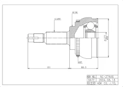 ���� �������� /�������� ������ /����� HDK ��� Nissan Cefiro A32 1994-1998; 27*56*29; NI-027A46; (TG-7427Z46 0210-027 0210-040A46) 3910032U15 HDK NI-02...