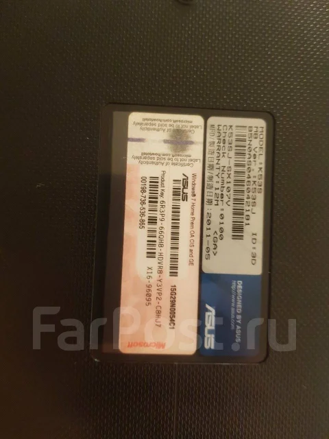 Asus K53S. 15.6", 2,1����, ��� 4 ��, ���� 320���, WiFi: 1, Bluetooth: 1, ����������� �� 3��. ����