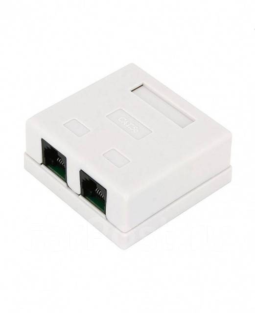 Розетка настенная, внешняя два порта RJ45 (8P8C) категория 5e, новый, в ...