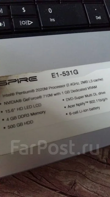 Acer Aspire E1-531G. 15.6", 2,4����, ��� 2048 ��, ���� 1���, WiFi: 1, ����������� �� 4��. ����