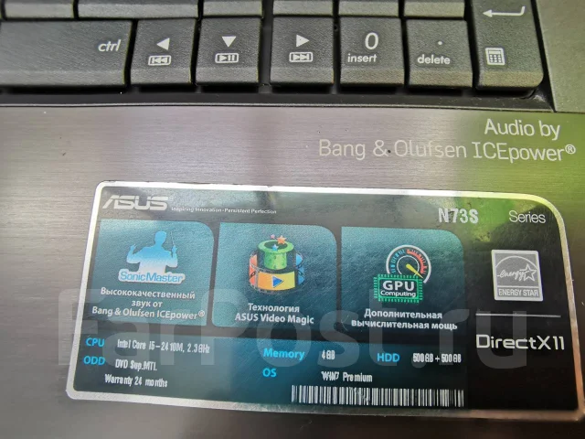 Asus N73SV. 17.3", 2,3����, ��� 4 ��, ���� 1 000���, WiFi: 1, Bluetooth: 1 ����