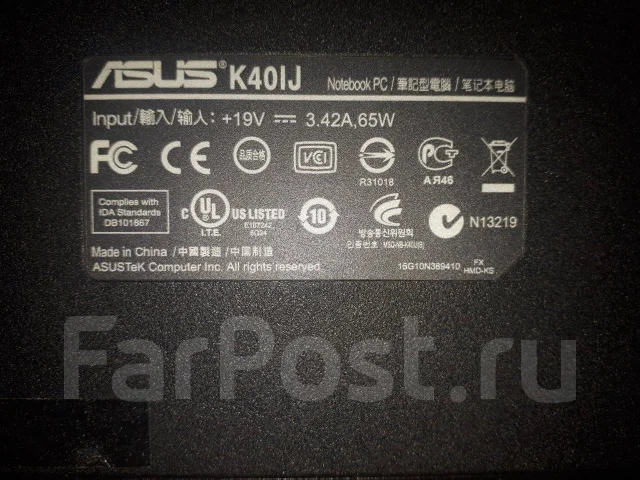 Asus K40IJ. 14", 1,9����, ��� 2048 ��, ���� 250���, WiFi: 1 ����