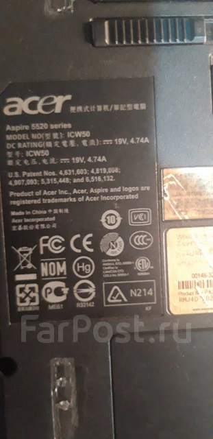 Acer Aspire 5520. ��� 4 ��, ���� 250���, WiFi: 1, Bluetooth: 1 ����