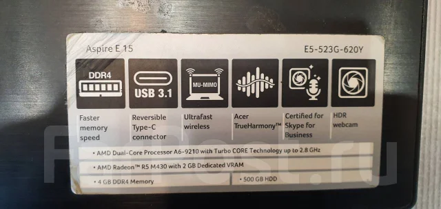 Acer Aspire E5. 15.6", ��� 4 ��, ���� 500���, WiFi: 1, Bluetooth: 1 ����
