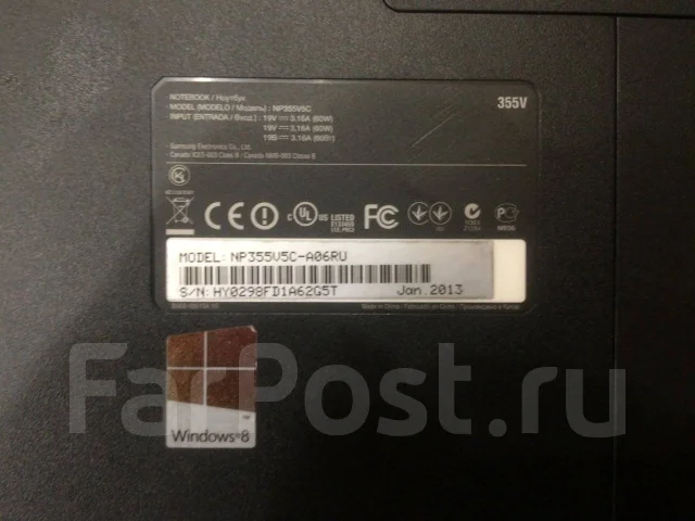 Samsung 355V5C. 15.6", 3,2����, ��� 8 ��, ���� 750���, WiFi: 1, Bluetooth: 1 ����