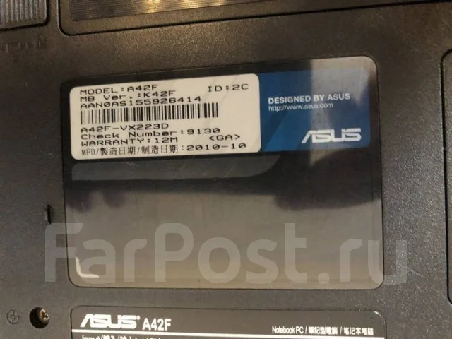 Asus A42F. 14", 2 000����, ��� 4 ��, ���� 320���, WiFi: 1, ����������� �� 4��. ����
