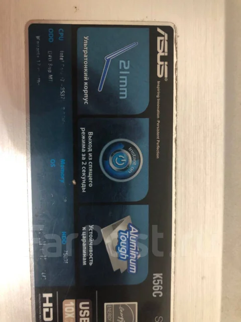 Asus K56C. 2����, ��� 6 ��, ���� 120���, WiFi: 1, Bluetooth: 1 ����