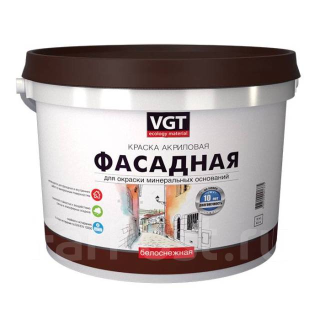 Краска акриловая фасадная белоснежная 15 кг. VGT, в наличии. Цена: 2 ...