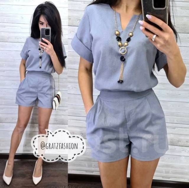 NEW! Летний костюм с шортами; gratzfashion, 42, 44, 46, 48, новый, в наличии. Цена: 3 100₽ во Владивостоке