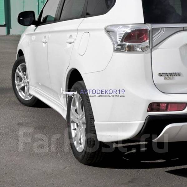 Клыки "Broomer Design" на задний бампер Mitsubishi Outlander 3 12-14г ...