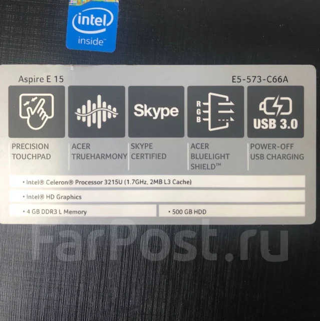 Acer Aspire E5-573-331J. 15.6", 1 700����, ��� 4 ��, ���� 500���, WiFi: 1, Bluetooth: 1, ����������� �� 4��. ����