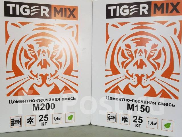 ЦПС (цементно-песчаная смесь) М200, 25 кг, Tiger MIX для стяжки пола .