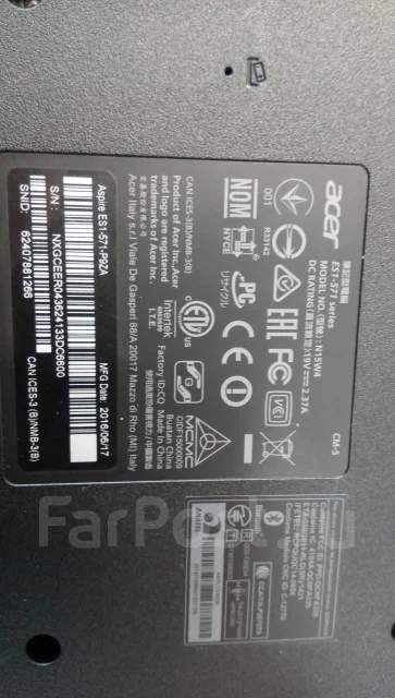 Acer Aspire ES1-571. 15.6", ��� 4 ��, WiFi: 1, Bluetooth: 1 ����
