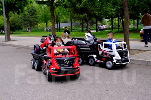 Детский электромобиль тягач Mercedes-Benz Actros Фура, полуприцеп ...