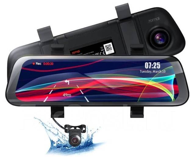 Зеркало-видео регистратор 10",70 mai Dash cam Wide, 2 камеры. Русская ...