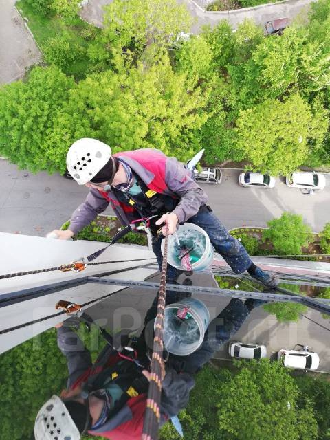 Мойка окон, чистка фасада, высотный клининг. Промышленный альпинизм ...