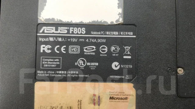 Asus F80S. 15.6", 1,9����, ��� 3072 ��, WiFi: 1, Bluetooth: 1 ����