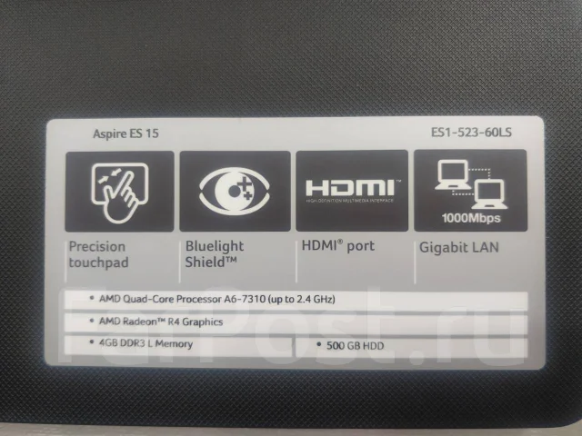 Acer Aspire ES1-523. 2����, ���� 500���, WiFi: 1, Bluetooth: 1, ����������� �� 6��. ����