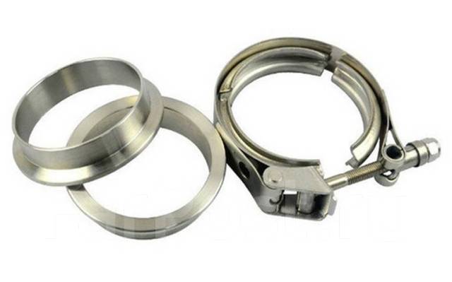 V-band хомут в сборе с фланцами 3.5"(89мм) с проточкой из стали купить ...