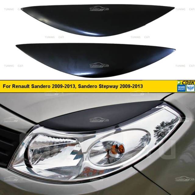 Реснички на передние фары Renault Sandero Stepway (2014-2018) № RERS-035100